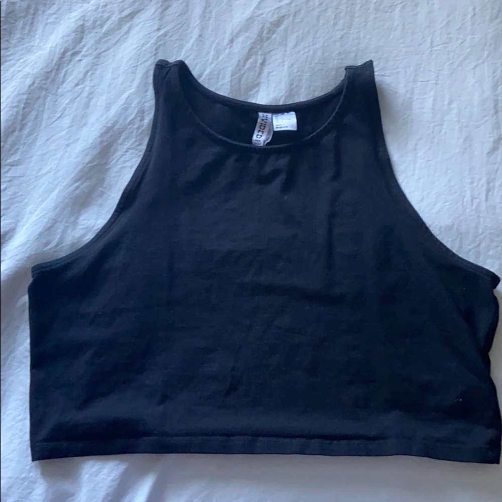 Black High Neck Cropped Tank Top